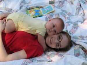 Anna in backyard with daughter.